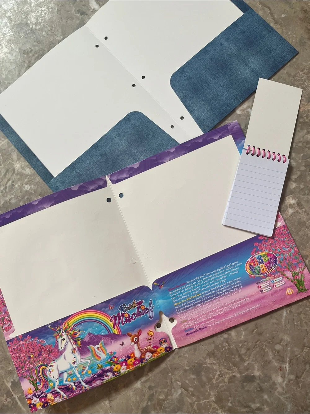 Baby Phat Denim Look Folder And Notebook with Lisa Frank Unicorn Folder